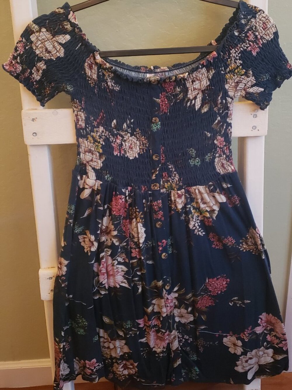 Xhilaration - Off the shoulder M Navy Floral Dress